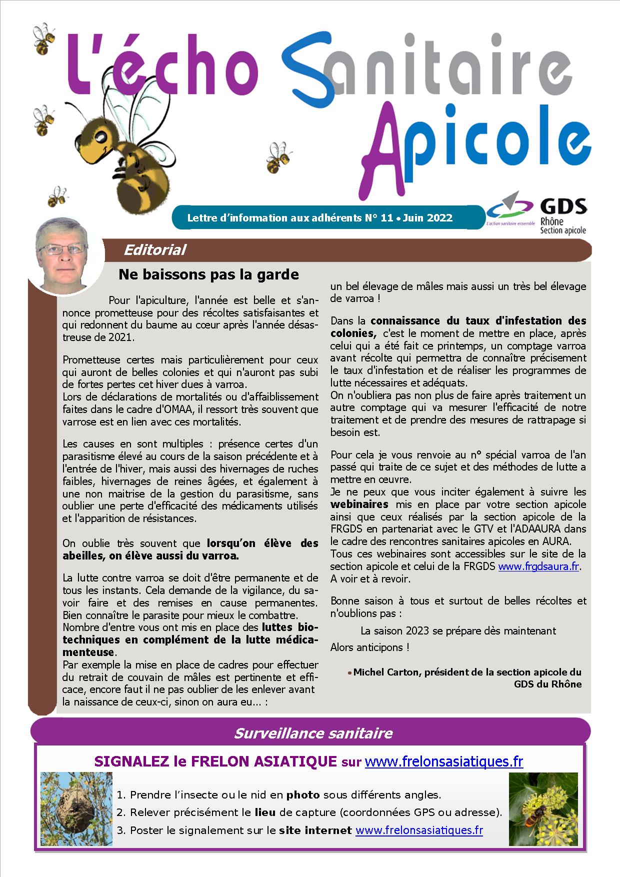Echo sanitaire apicole 2022 PM