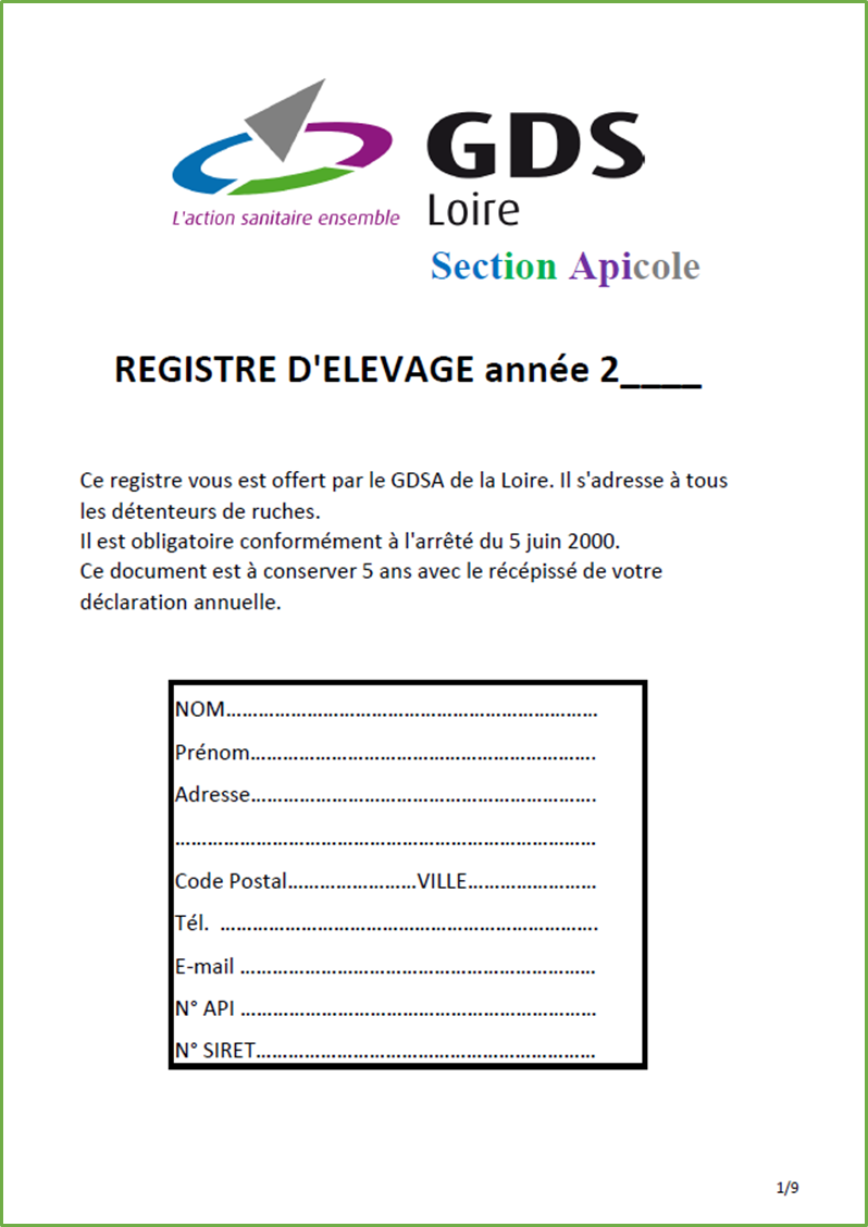 registre d'élevage apicole